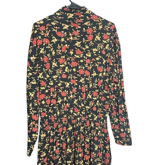 Vintage LL Bean Blue Floral Long Sleeve Maxi Dress Small Prairie Cottage Modest - Picture 13 of 14